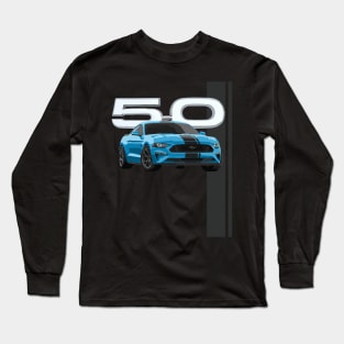 MUSTANG GT VELOCITY BLUE RACING STRIPE Long Sleeve T-Shirt